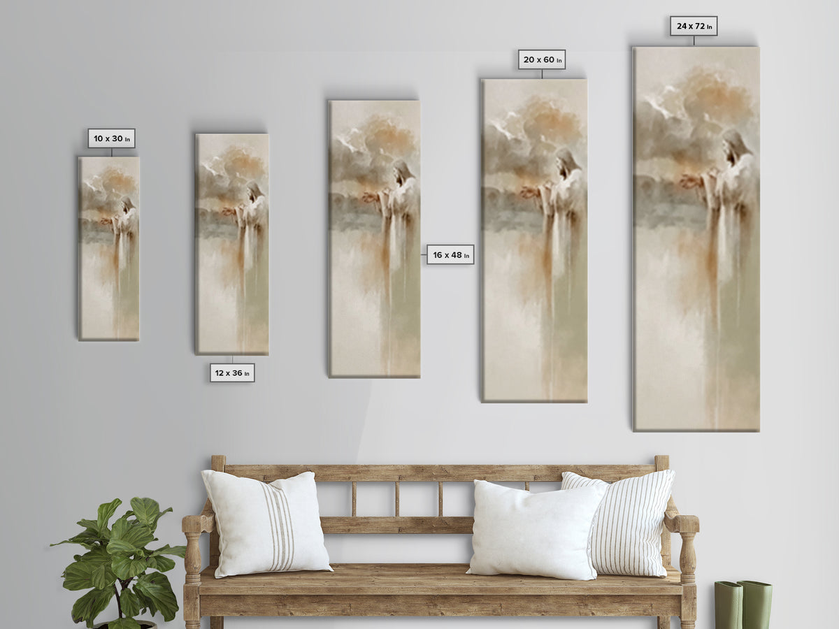 Clouds of Mercy – Framed Canvas Print – Tall Narrow Wall Art – Christian Art Work – Jesus Painting – Christian Gift – Christmas Art