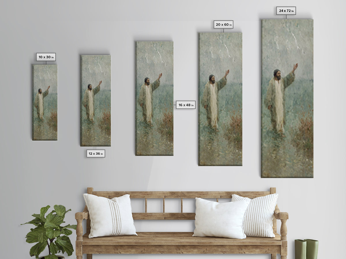 Eternal Shelter, Framed Canvas Print, Tall Narrow Wall Art, Christian Art, Jesus Painting, Christian Canvas, Christmas Art