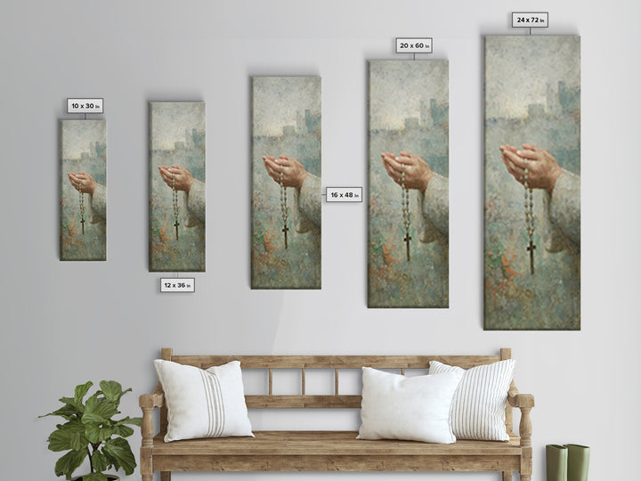 Hands Of Devotion – Framed Canvas Print – Christian Art Canvas – Christian Wall Art – Narrow Art – Christian Art – Christian Decoration – C