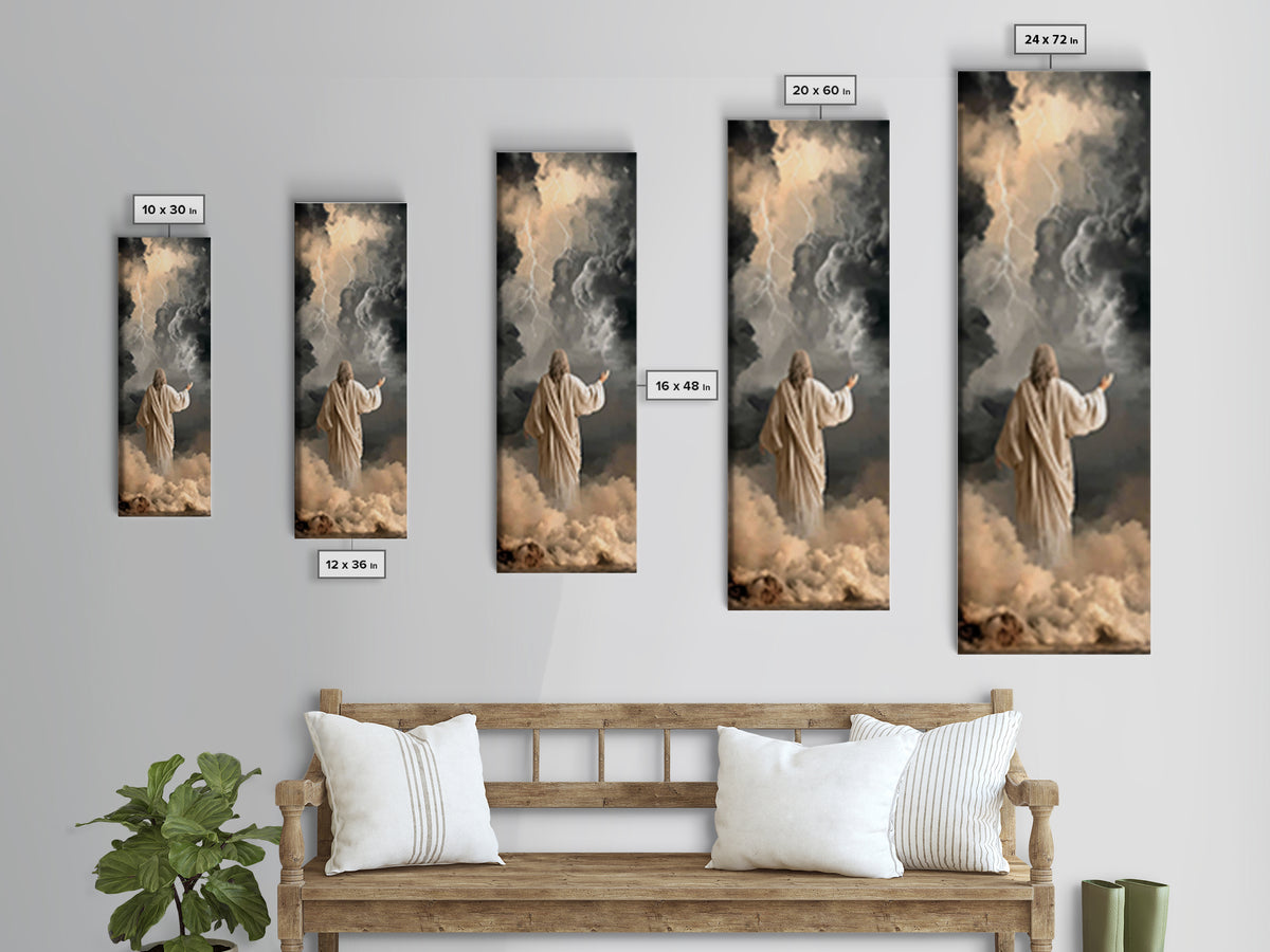 Storms Of Covenant – Framed Canvas Print – Christian Wall Art – Jesus Painting – Narrow Art – Christian Art Canvas – Christian Decor