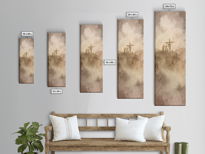 Hilltop Redemption – Framed Canvas Print – Christian Art – Jesus Painting Canvas – Tall Skinny Art Print – Christian Wall Art – Christmas A