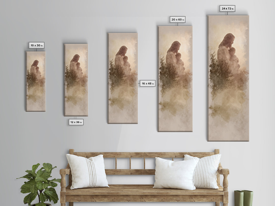 Olive Grove Peace | Framed Canvas Print | Christian Art Work | Jesus Painting | Tall Skinny Art Print | Christian Christmas Decor | Christi