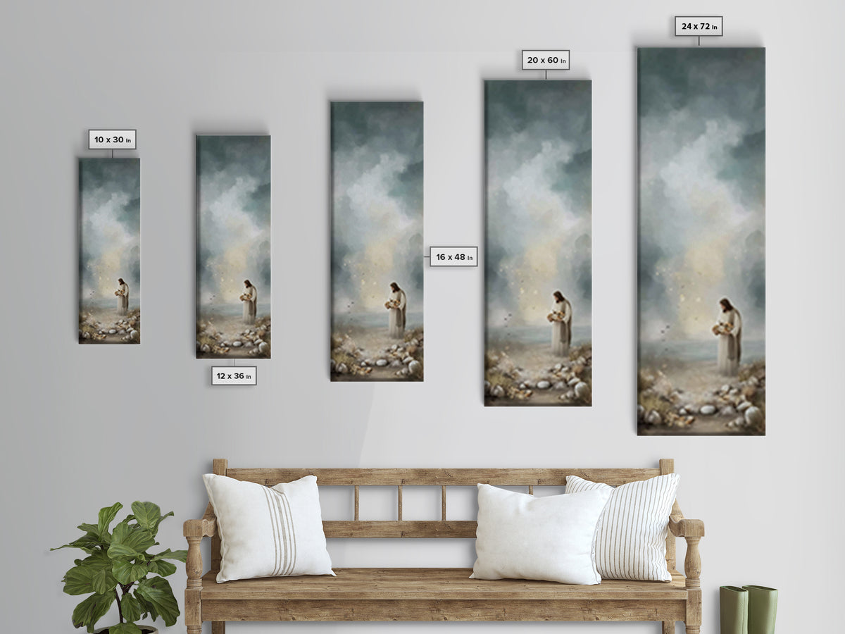 Bread Of Hope | Framed Canvas Print | Christian Wall Art | Jesus Painting | Christian Art Canvas | Modern Christian Art | Narrow Art | Chri