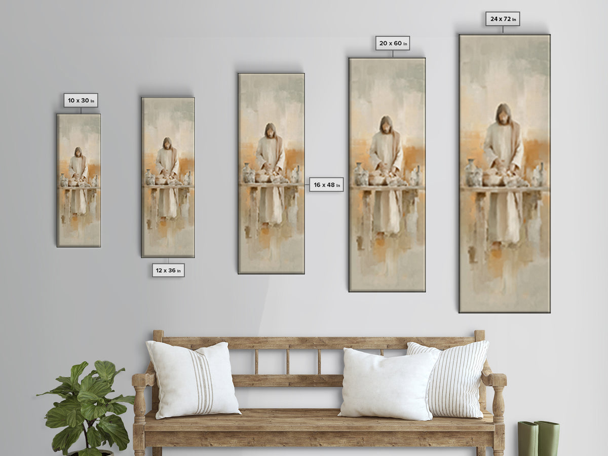 Gathering Of Light | Framed Canvas Print | Christian Wall Art | Christian Art Canvas | Jesus Painting | Tall Skinny Art Print | Christian C