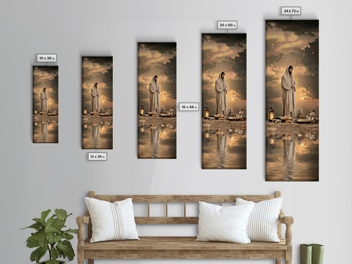 Blessed Provision | Framed Canvas Print | Christian Art Canvas | Jesus Painting | Christian Wall Art | Narrow Art | Modern Christian Art |