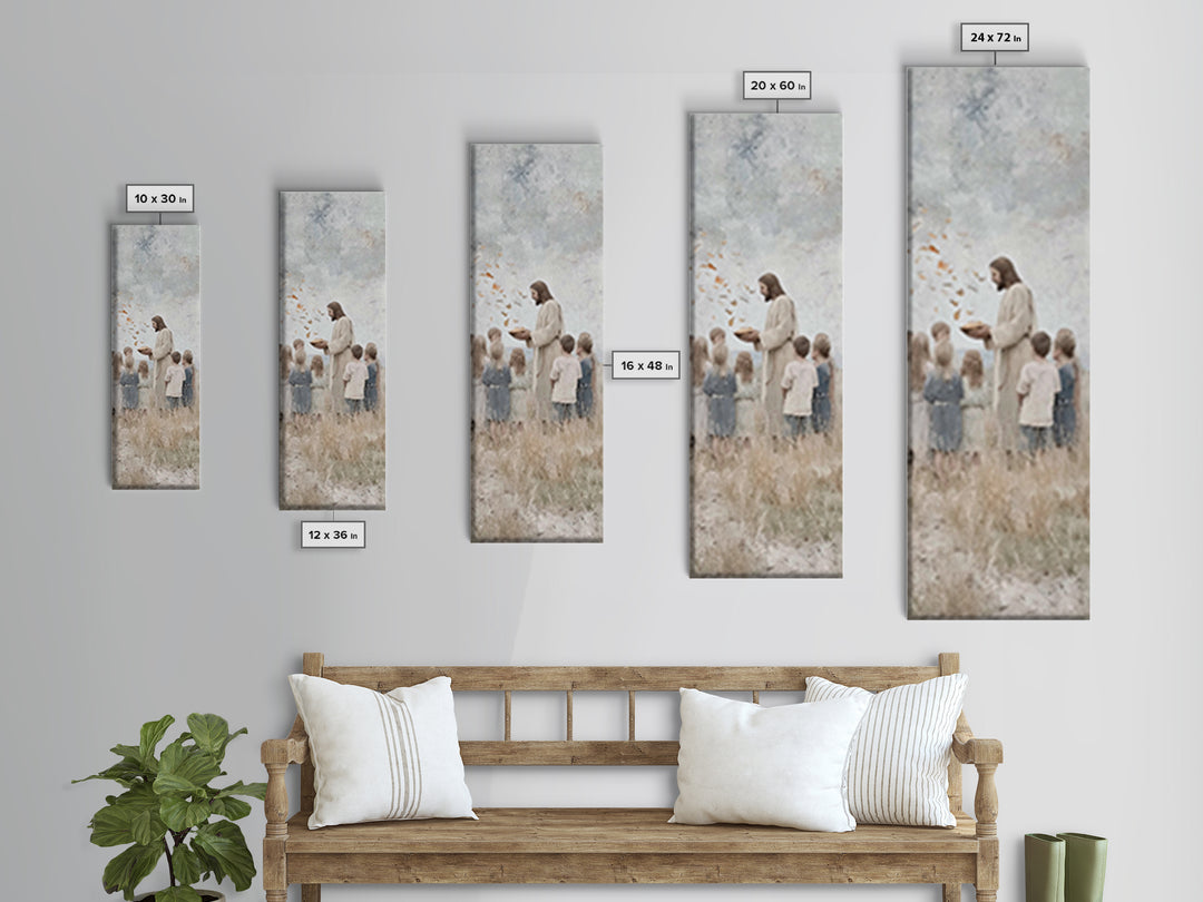 Heaven’s Little Ones – Framed Canvas Print – Jesus Painting – Christian Wall Art – Christian Art Canvas – Modern Christian Art – Christian