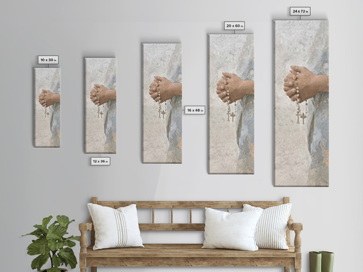 Sacred Rosary Hope – Framed Canvas Print – Christian Art Canvas – Christian Art – Christian Wall Art – Tall Skinny Art Print – Christian Ch