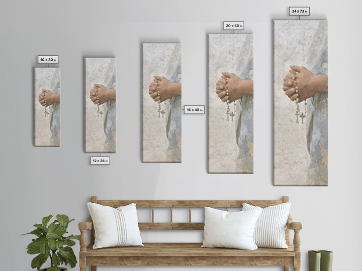 Sacred Rosary Hope – Framed Canvas Print – Christian Art Canvas – Christian Art – Christian Wall Art – Tall Skinny Art Print – Christian Ch