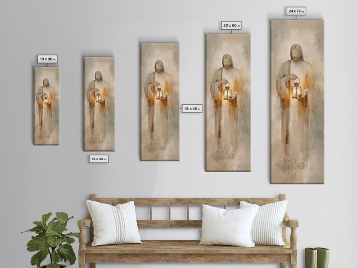 Lantern Of Hope – Framed Canvas Print – Christian Wall Art – Jesus Painting – Christian Art Canvas – Tall Narrow Wall Art – Christmas Art