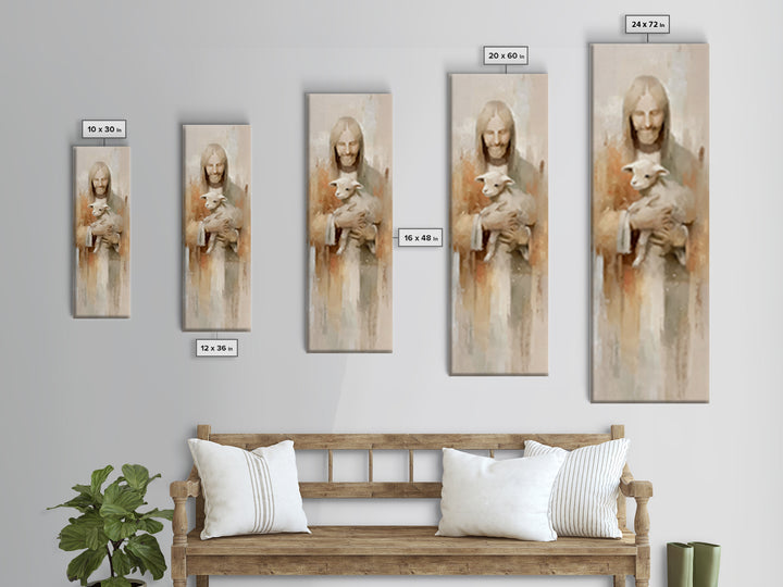 Shepherd’s Peace – Framed Canvas Print – Christian Art Canvas – Christian Wall Art – Jesus Painting – Narrow Art – Christmas Art Work