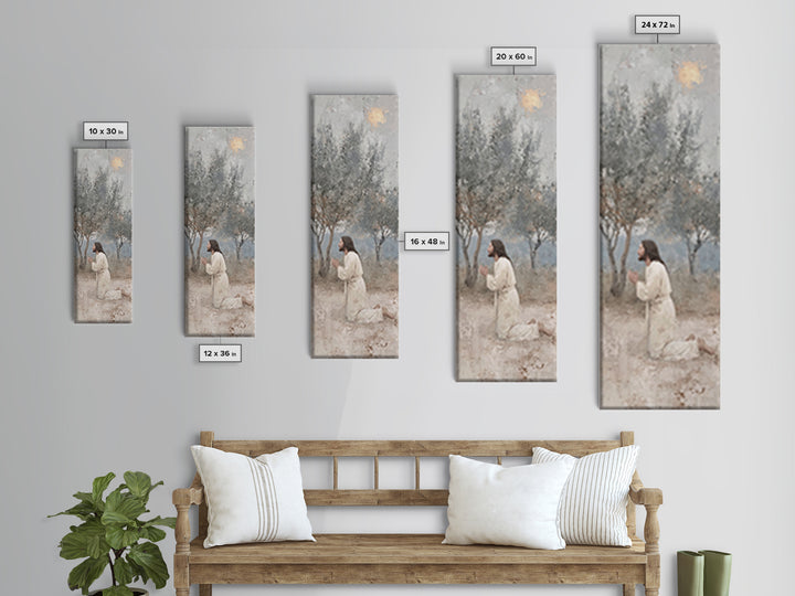 Quiet Olive Devotion – Framed Canvas Print – Christian Art Canvas – Christian Wall Art – Skinny Art – Jesus Painting