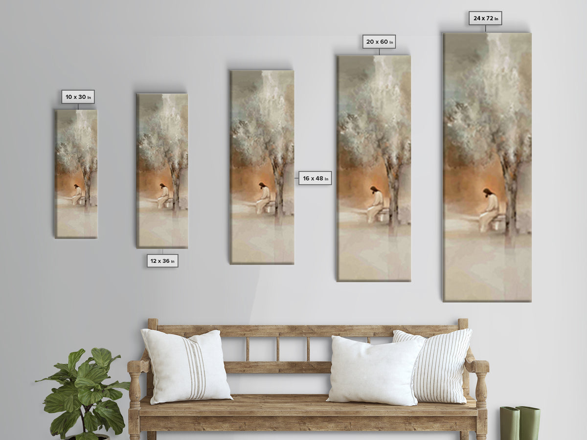 Solitude Of Grace – Framed Canvas Print – Christian Wall Art – Tall Skinny Art Print – Christian Art Canvas – Jesus Painting