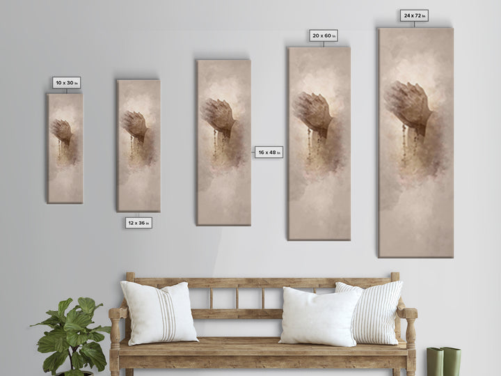 Hands In Prayer, Framed Canvas Print, Christian Art Canvas, Christian Wall Art, Christian Christmas Art, Jesus Painting, Skinny Art
