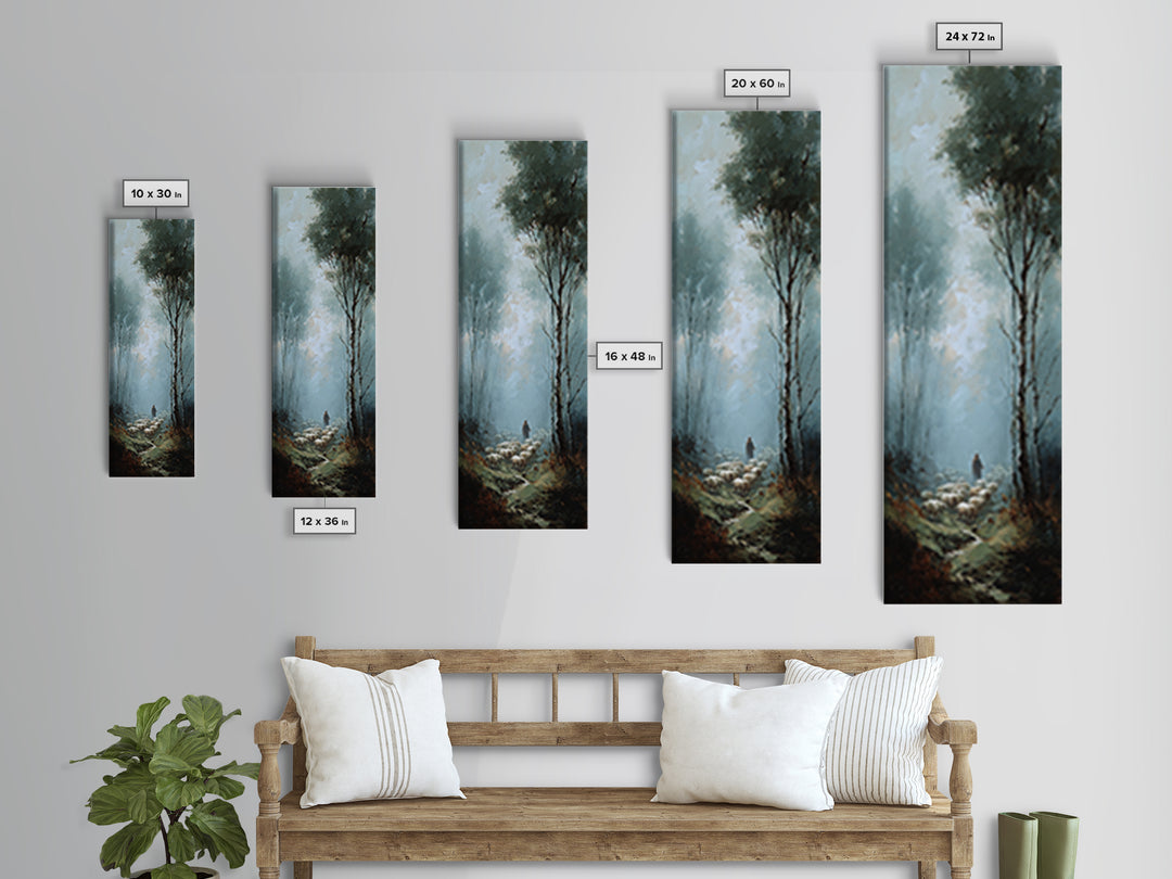 Silent Flock Morning – Framed Canvas Print – Narrow Art – Christian Art Canvas – Jesus Painting – Christmas Wall Art