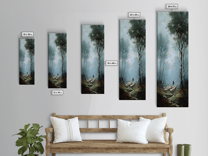Silent Flock Morning – Framed Canvas Print – Narrow Art – Christian Art Canvas – Jesus Painting – Christmas Wall Art
