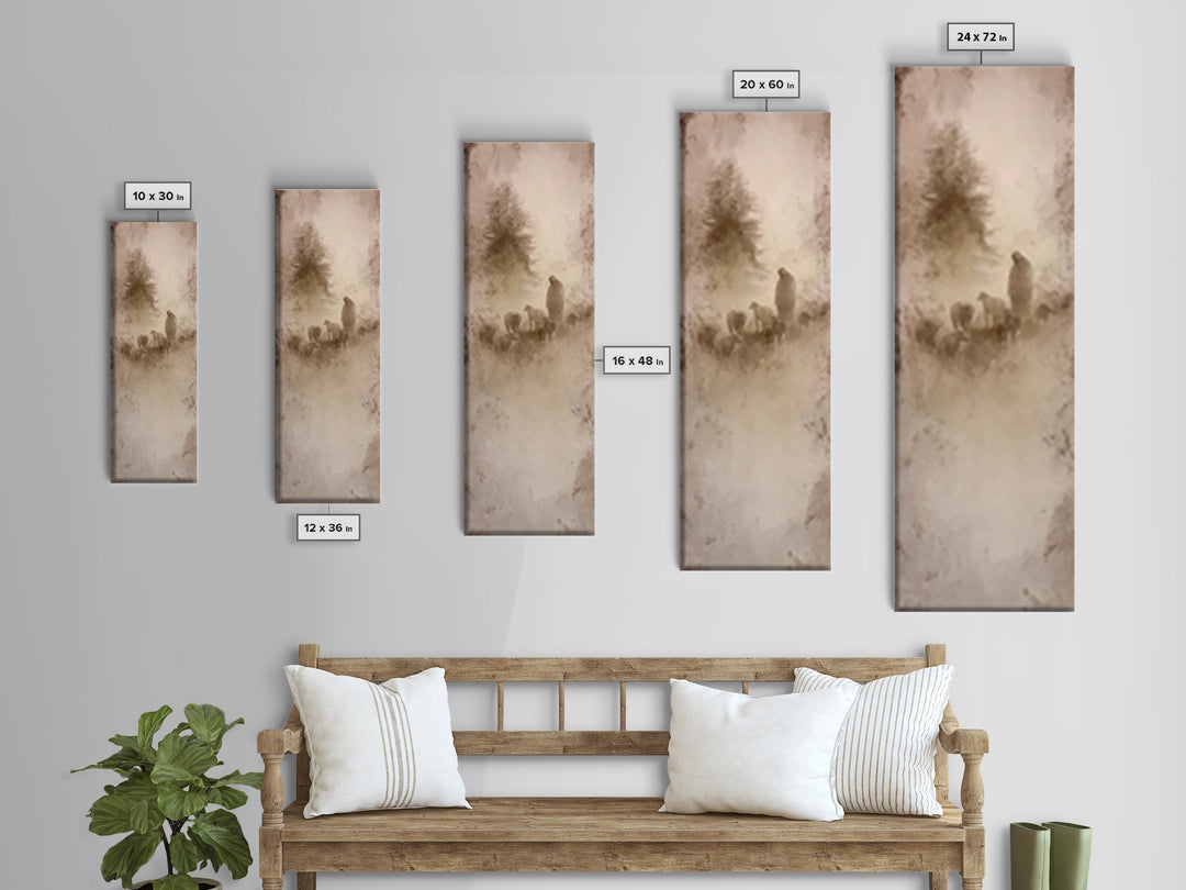 Meadow Shepherd Calm – Framed Canvas Print – Skinny Art – Christian Wall Art – Jesus Painting – Christmas Art Prints