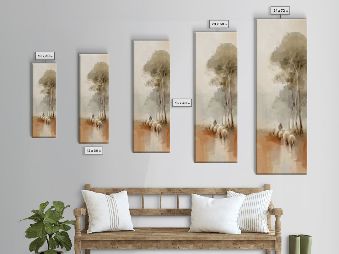 Soft Horizon Flock – Framed Canvas Print – Tall Narrow Wall Art – Christian Art Canvas – Jesus Painting – Christmas Wall Art