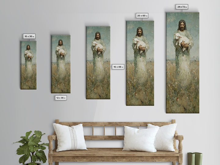 Lamb Of Peace – Framed Canvas Print – Christian Art Canvas – Christian Wall Art – Skinny Art – Jesus Painting – Christian Christmas Art