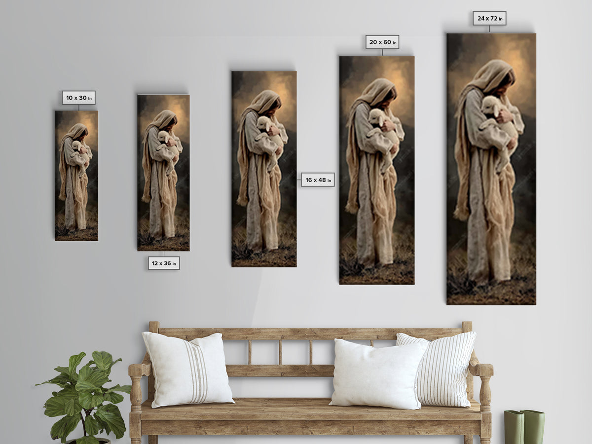 Tender Arms Of Grace – Framed Canvas Print – Christian Art Print – Jesus Painting – Narrow Art – Christian Wall Art – Christian Christmas
