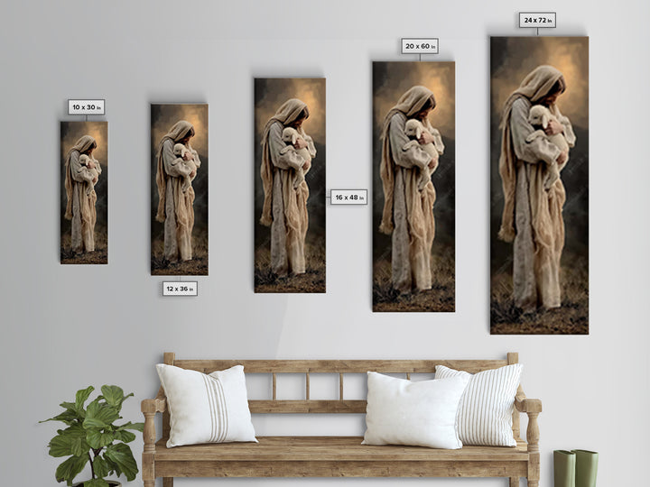 Tender Arms Of Grace – Framed Canvas Print – Christian Art Print – Jesus Painting – Narrow Art – Christian Wall Art – Christian Christmas