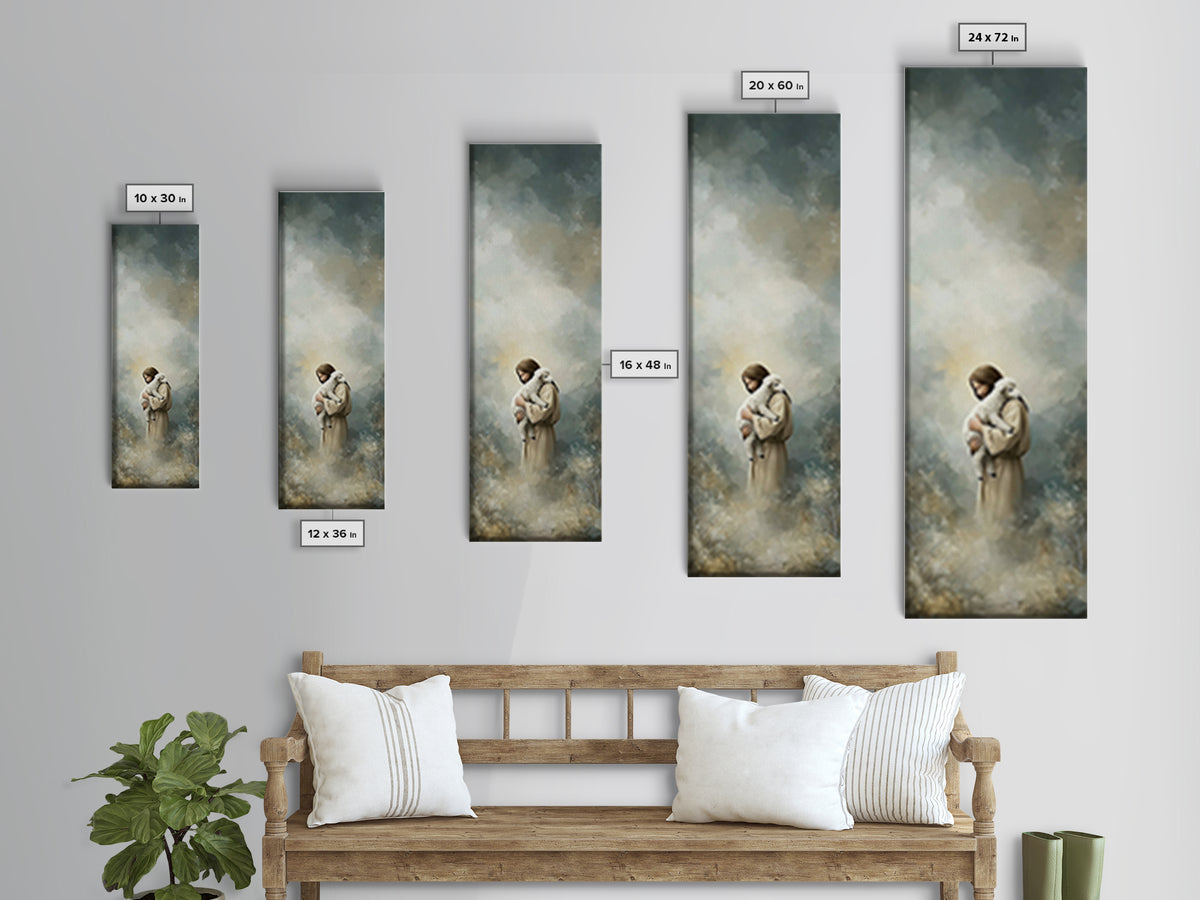 Quiet Meadow Savior – Framed Canvas Print – Christian Wall Art – Christian Art Canvas – Tall Narrow Wall Art – Jesus Painting – Christmas A
