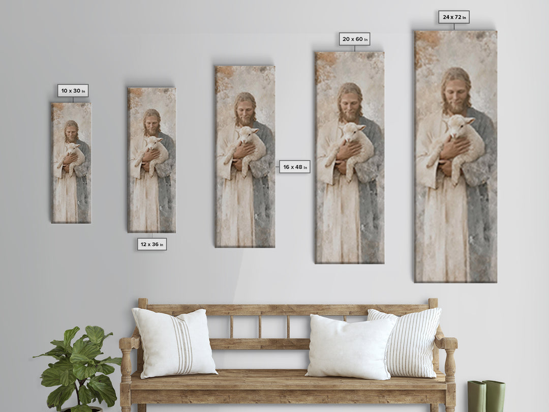 Solace In Stillness – Framed Canvas Print – Jesus Painting – Christian Art Canvas – Narrow Art – Christian Wall Art – Christmas Art