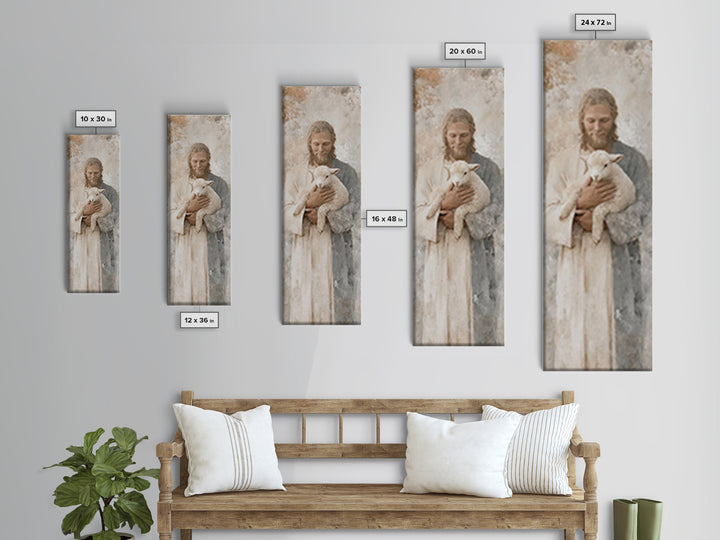Solace In Stillness – Framed Canvas Print – Jesus Painting – Christian Art Canvas – Narrow Art – Christian Wall Art – Christmas Art