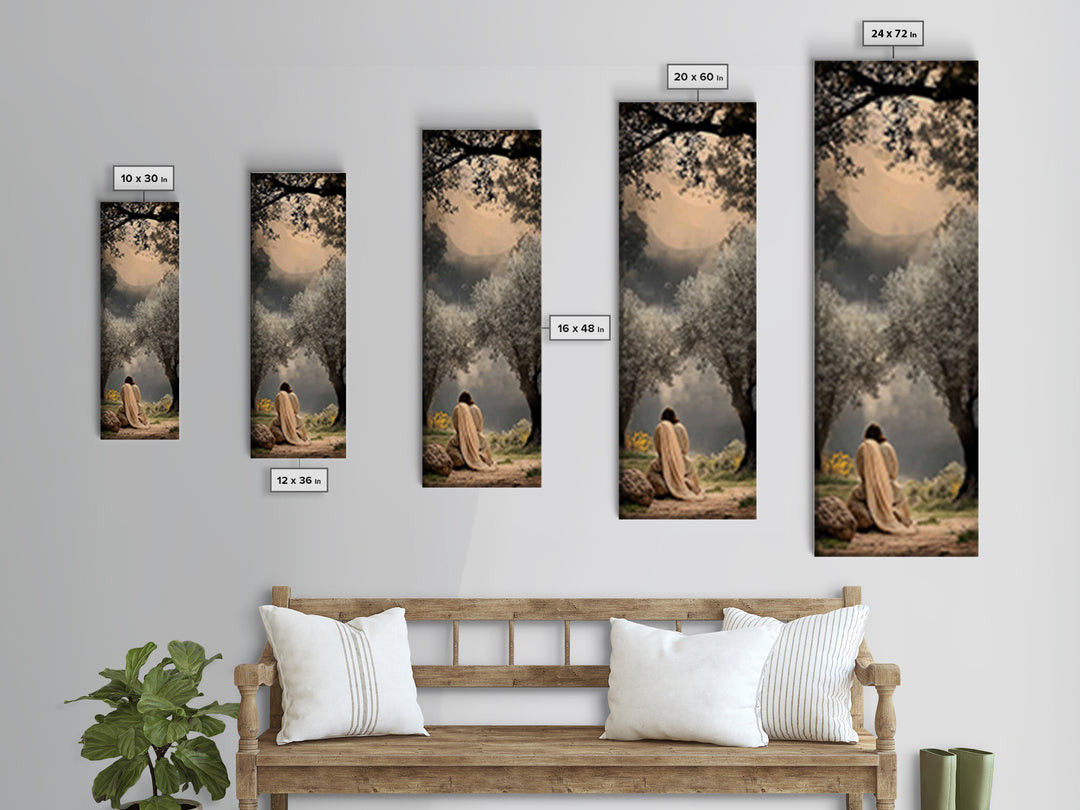 Sacred Pasture Glow – Framed Canvas Print – Christian Art – Jesus Painting – Skinny Art – Christian Wall Art – Christmas Art