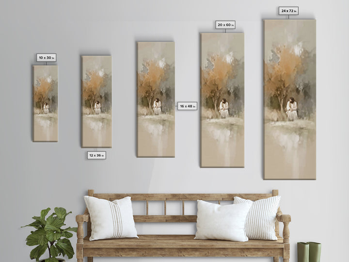 Quiet Divine Moment – Framed Canvas Print – Christian Wall Art – Christian Art – Narrow Art – Jesus Painting – Subtle Christian Art