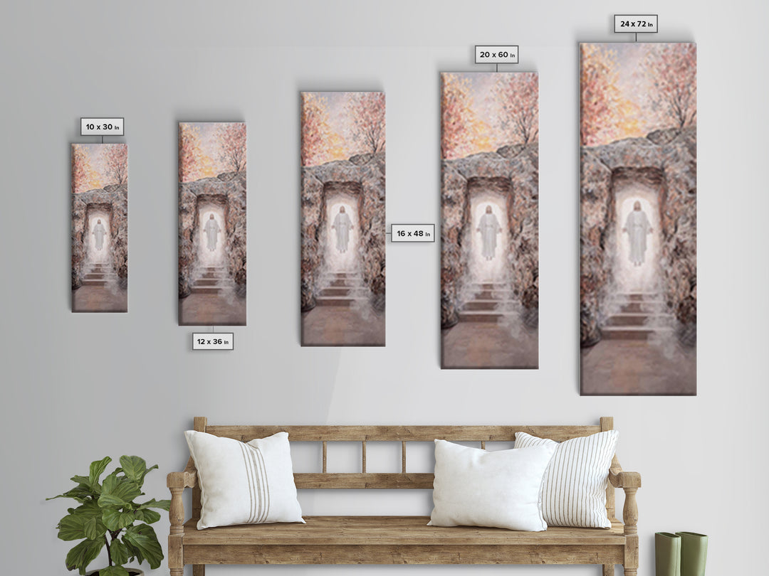 Light Of Resurrection – Framed Canvas Print – Christian Art – Christian Wall Art – Narrow Art – Jesus Painting – Christian Art Canvas