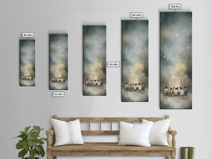 Sacred Cloud Gathering - Framed Canvas Print - Tall Skinny Art Print - Christian Art - Jesus Painting - Christian Wall Art - Christian Deco