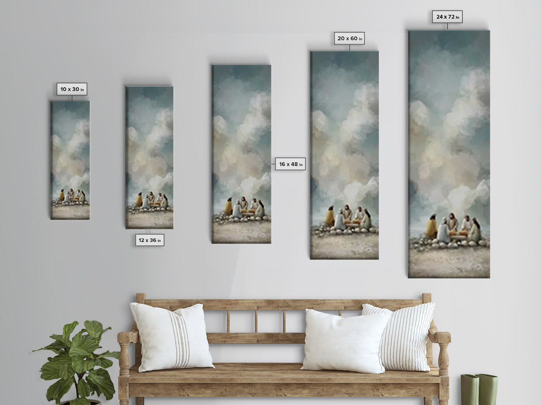 Warm Light Communion – Framed Canvas Print – Tall Skinny Art Print – Christian Art – Jesus Painting – Christian Art Canvas – Christian Wall