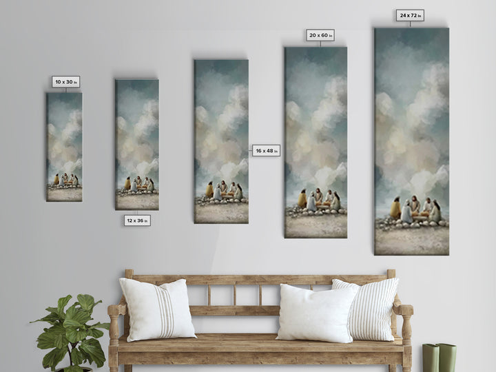 Warm Light Communion – Framed Canvas Print – Tall Skinny Art Print – Christian Art – Jesus Painting – Christian Art Canvas – Christian Wall