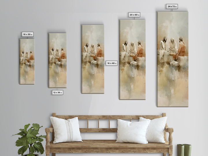 Evening Meal Grace – Framed Canvas Print – Narrow Art – Christian Art Canvas – Christian Wall Art – Jesus Painting – Christian Christmas De