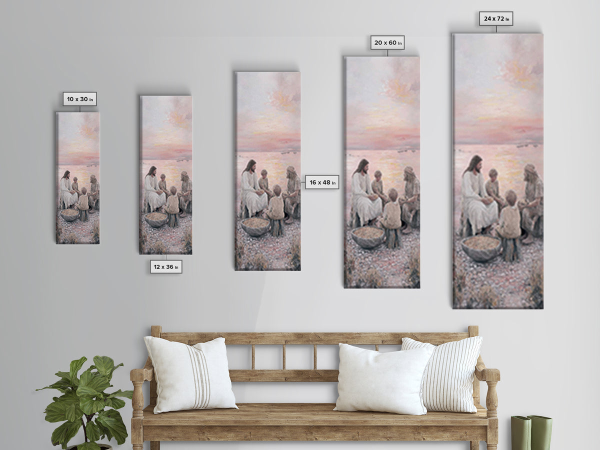 Sunrise Sharing Peace – Framed Canvas Print – Tall Skinny Art Print – Christian Art Canvas – Christian Wall Art – Jesus Painting – Christma