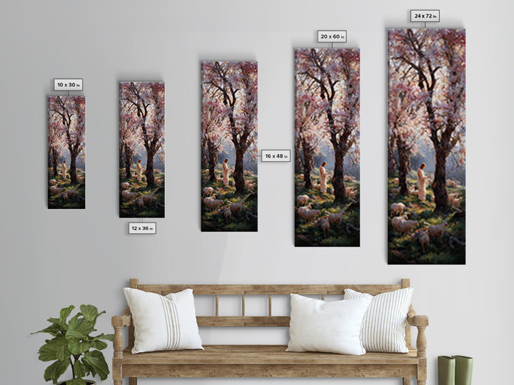 Spring Shepherd Grace – Framed Canvas Print – Tall Narrow Wall Art – Christian Art Canvas – Christian Wall Art – Jesus Painting – Christian
