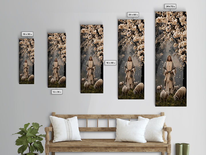 Blossoms Of Grace – Framed Canvas Print – Tall Narrow Wall Art – Christian Wall Art – Jesus Painting – Christian Art Canvas – Christmas Art