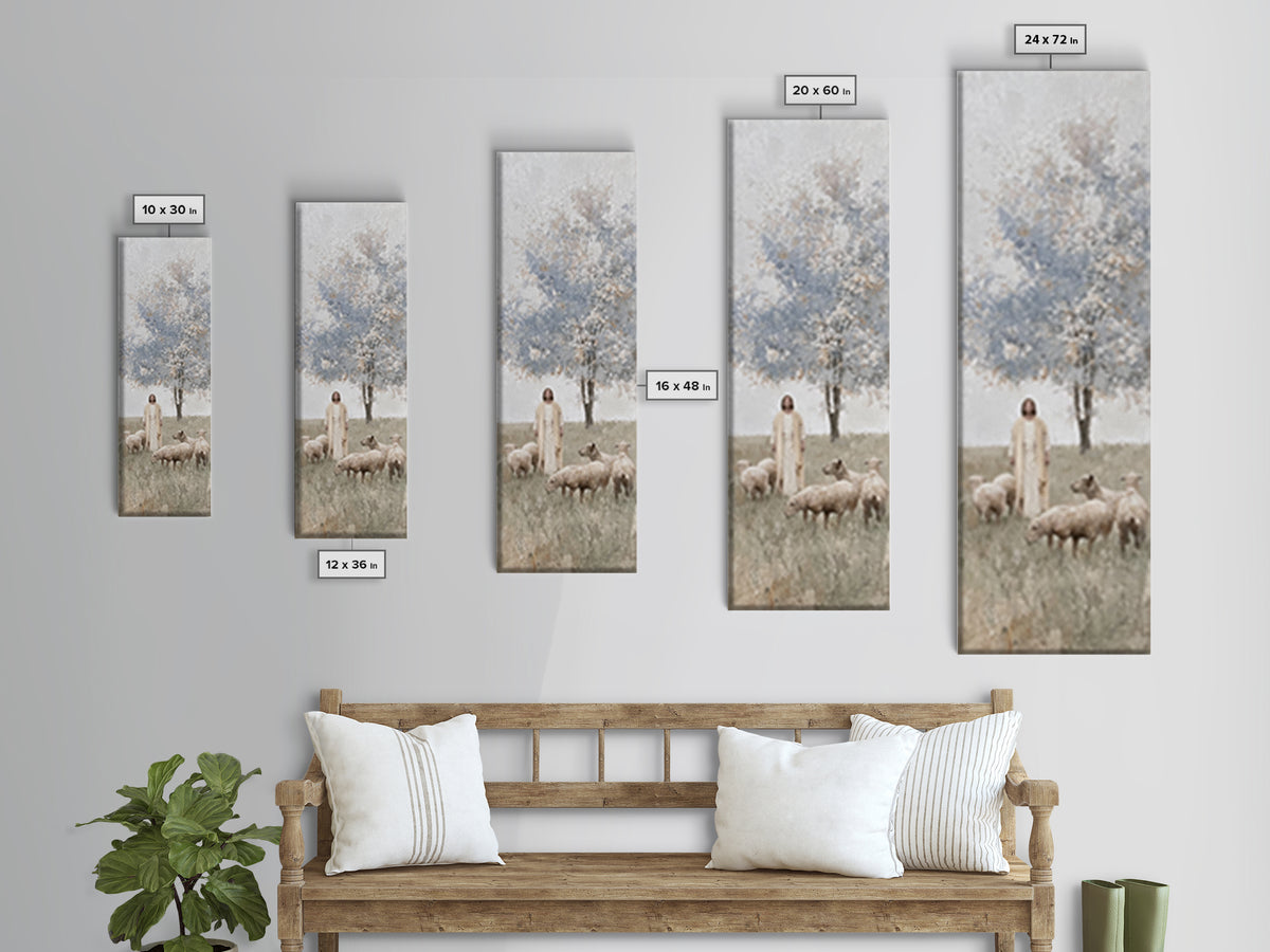 Shepherd’s Stillness, Framed Canvas Print, Skinny Art, Christian Art Canvas, Jesus Painting, Christian Wall Art, Christian Christmas Art