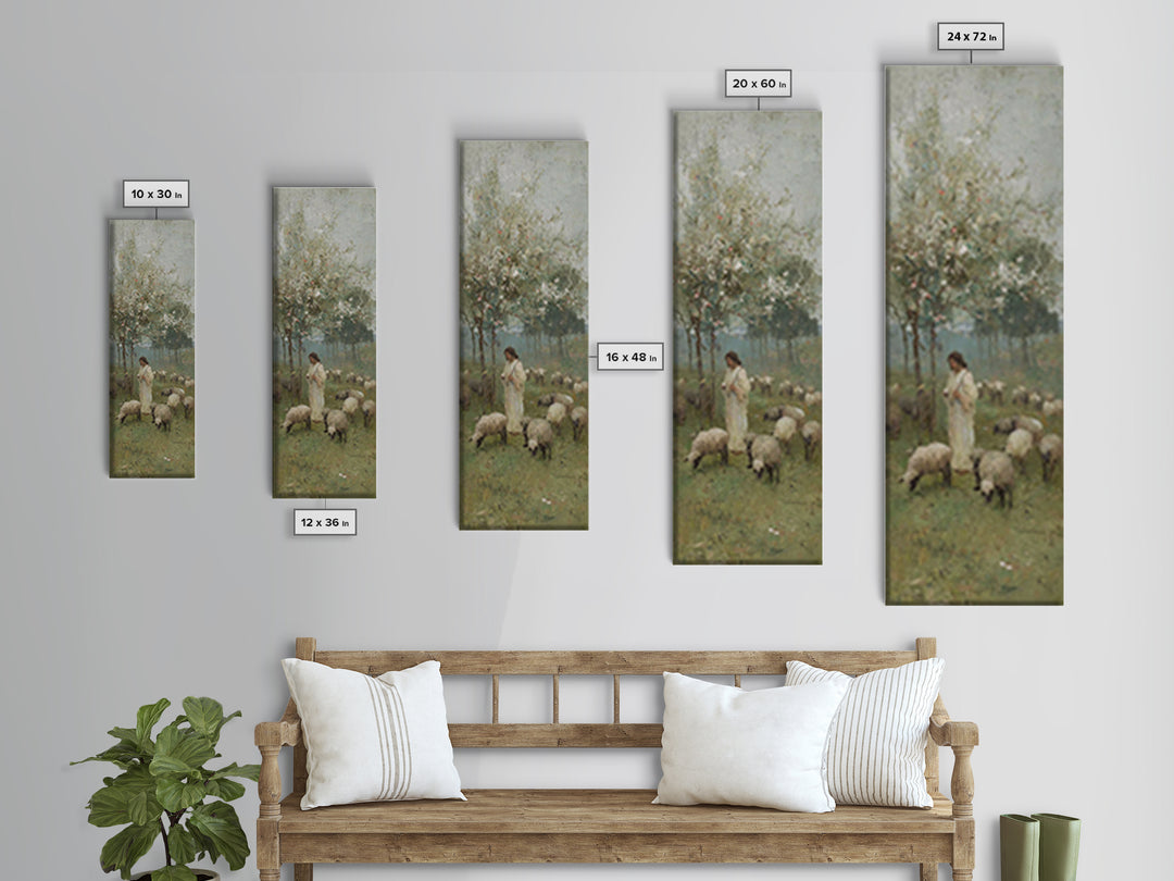 Quiet Meadow Light – Framed Canvas Print – Narrow Art – Christian Art Canvas – Christian Wall Art – Jesus Painting – Christmas Art