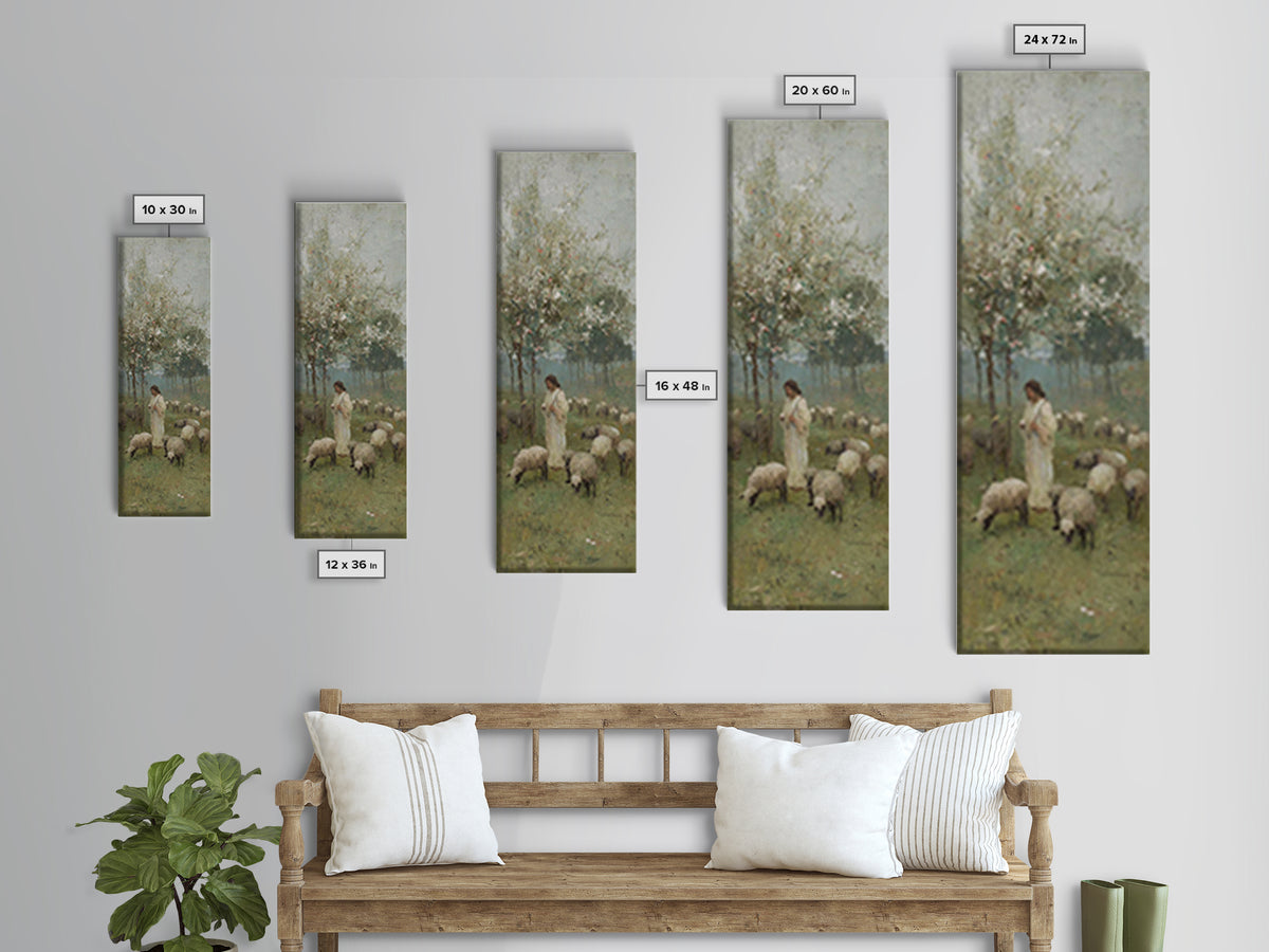 Quiet Meadow Light – Framed Canvas Print – Narrow Art – Christian Art Canvas – Christian Wall Art – Jesus Painting – Christmas Art