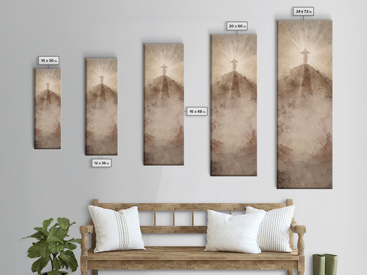 Hilltop Radiance | Framed Canvas Print | Tall Narrow Wall Art | Jesus Painting | Christian Wall Art | Christian Art Canvas | Christmas Art