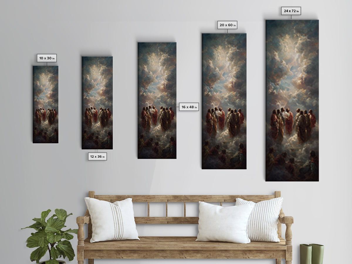 Heavenly Gathering, Framed Canvas Print, Narrow Art, Christian Art Canvas, Christian Wall Art, Jesus Painting, Christian Christmas Art