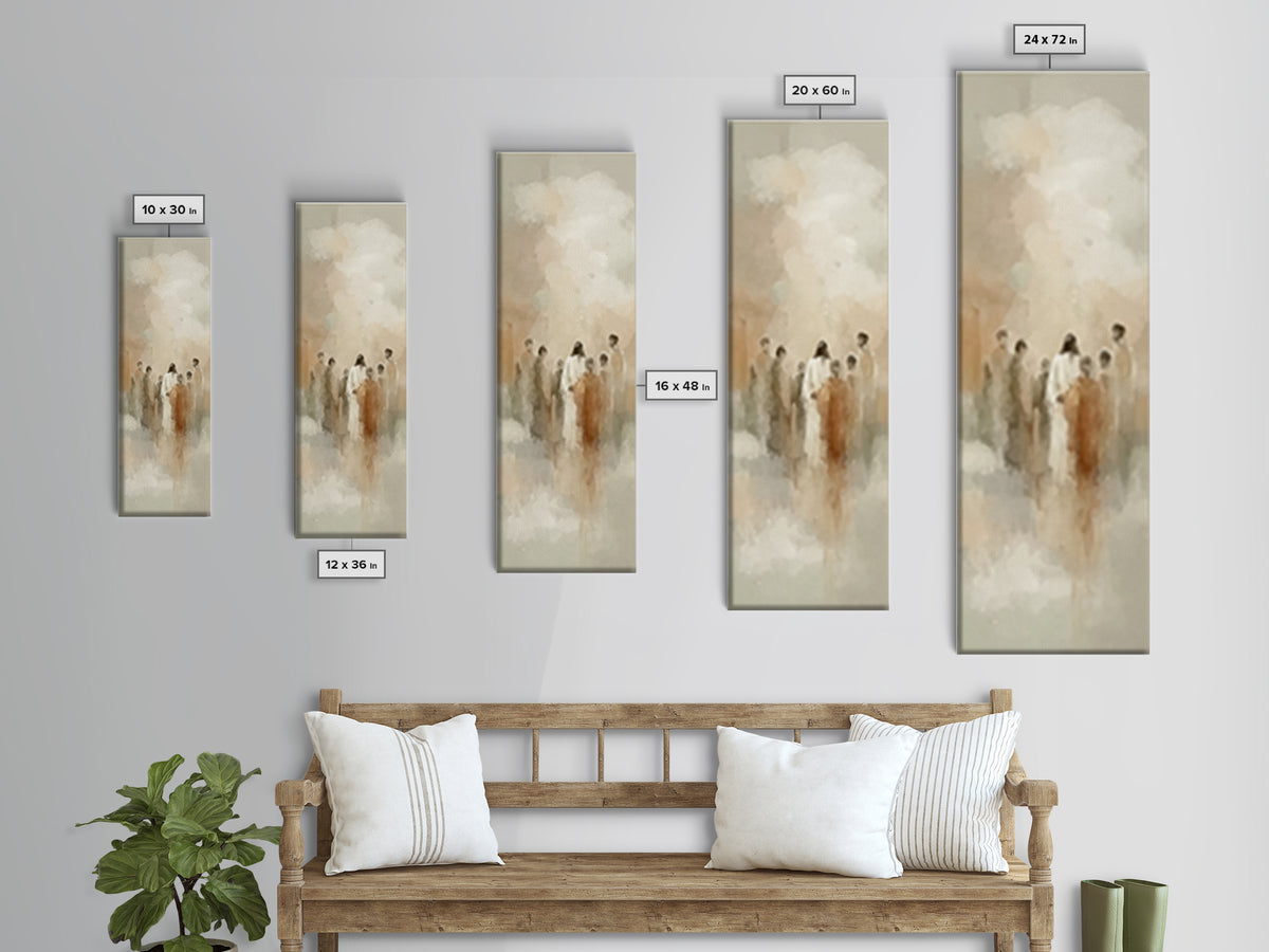 Sacred Meeting | Framed Canvas Print | Tall Skinny Art Print | Christian Art Canvas | Christian Wall Art | Jesus Painting | Christmas Art