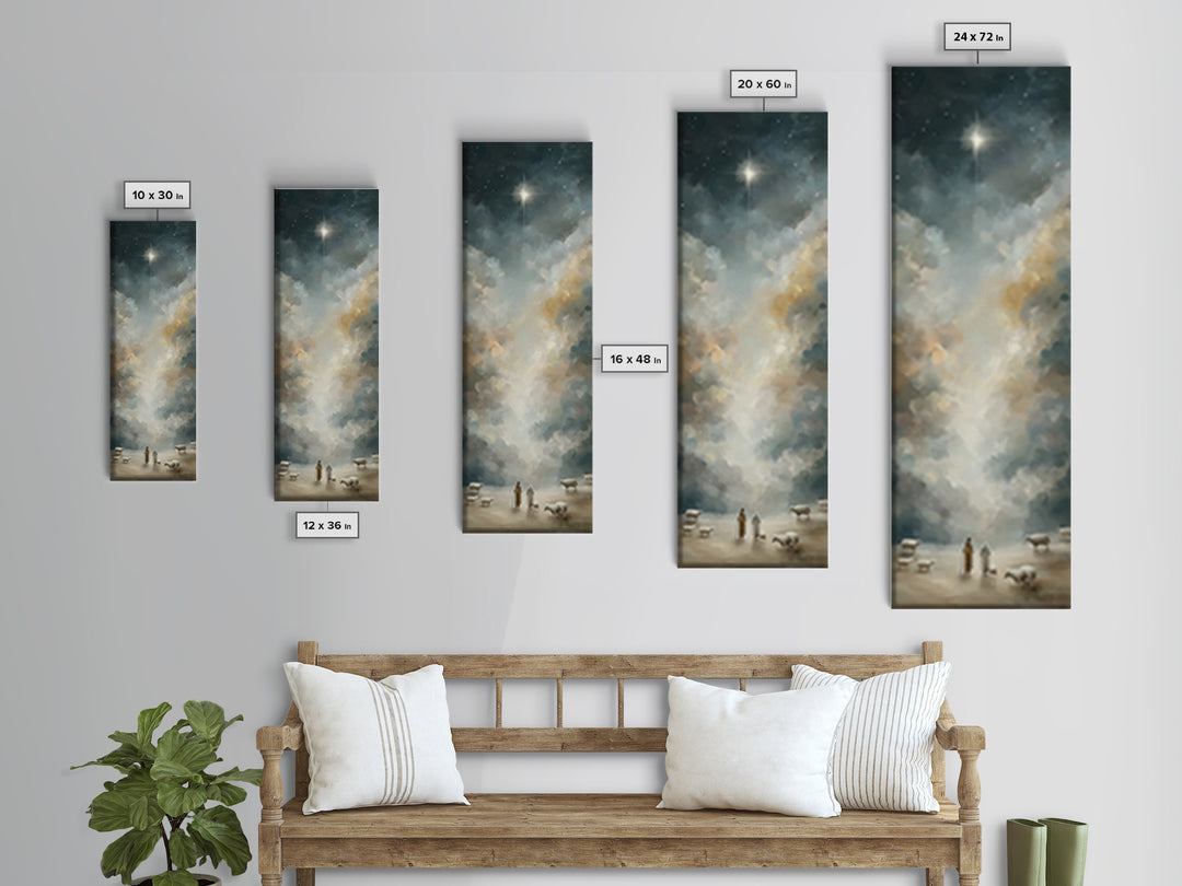 Night Of Wonder, Framed Canvas Print, Skinny Art, Christian Art Canvas, Christian Wall Art, Christmas Art
