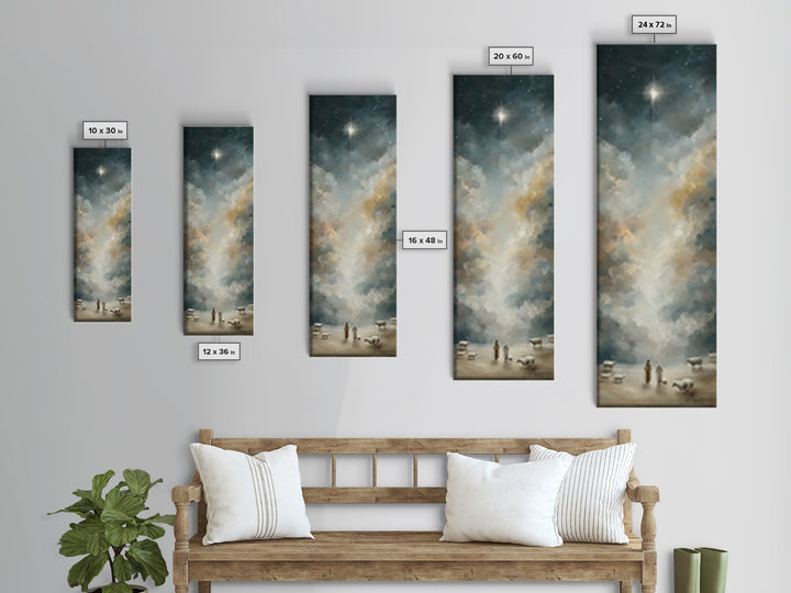 Night Of Wonder, Framed Canvas Print, Skinny Art, Christian Art Canvas, Christian Wall Art, Christmas Art