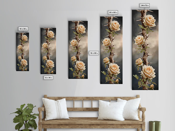 Roses Of Redemption - Framed Canvas Print - Christian Art Canvas - Christian Wall Art - Christian Christmas Art - Christian Gift - Tall Nar