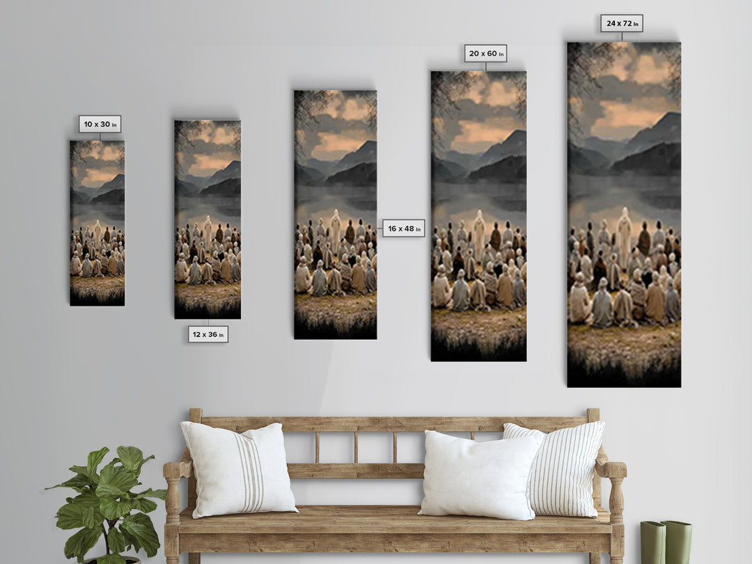 Valley Of Peace, Framed Canvas Print, Narrow Art, Christian Art Canvas, Jesus Painting, Christian Wall Art, Christmas Art