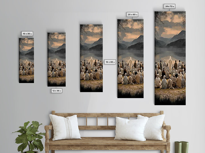 Valley Of Peace, Framed Canvas Print, Narrow Art, Christian Art Canvas, Jesus Painting, Christian Wall Art, Christmas Art