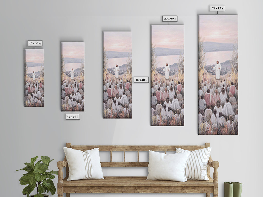 Field Of Light, Framed Canvas Print, Tall Narrow Wall Art, Christian Art Canvas, Christian Wall Art, Jesus Painting, Christmas Art