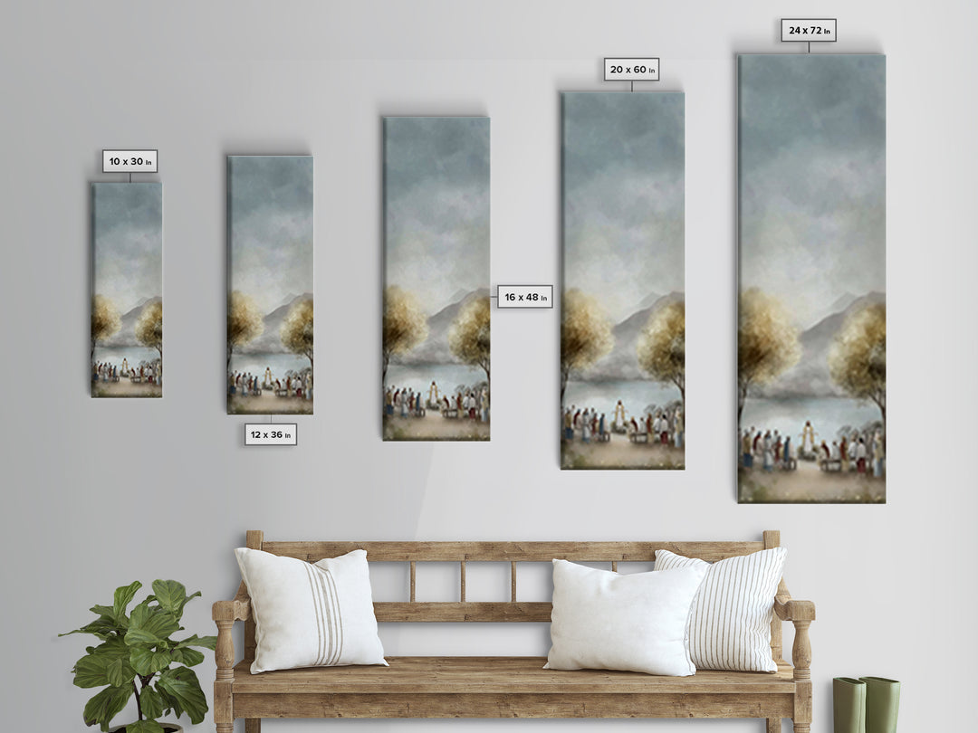 Peaceful Gathering Grace – Framed Canvas Print – Jesus Painting – Christian Art – Christian Christmas Art – Skinny Art – Christian Art Canv